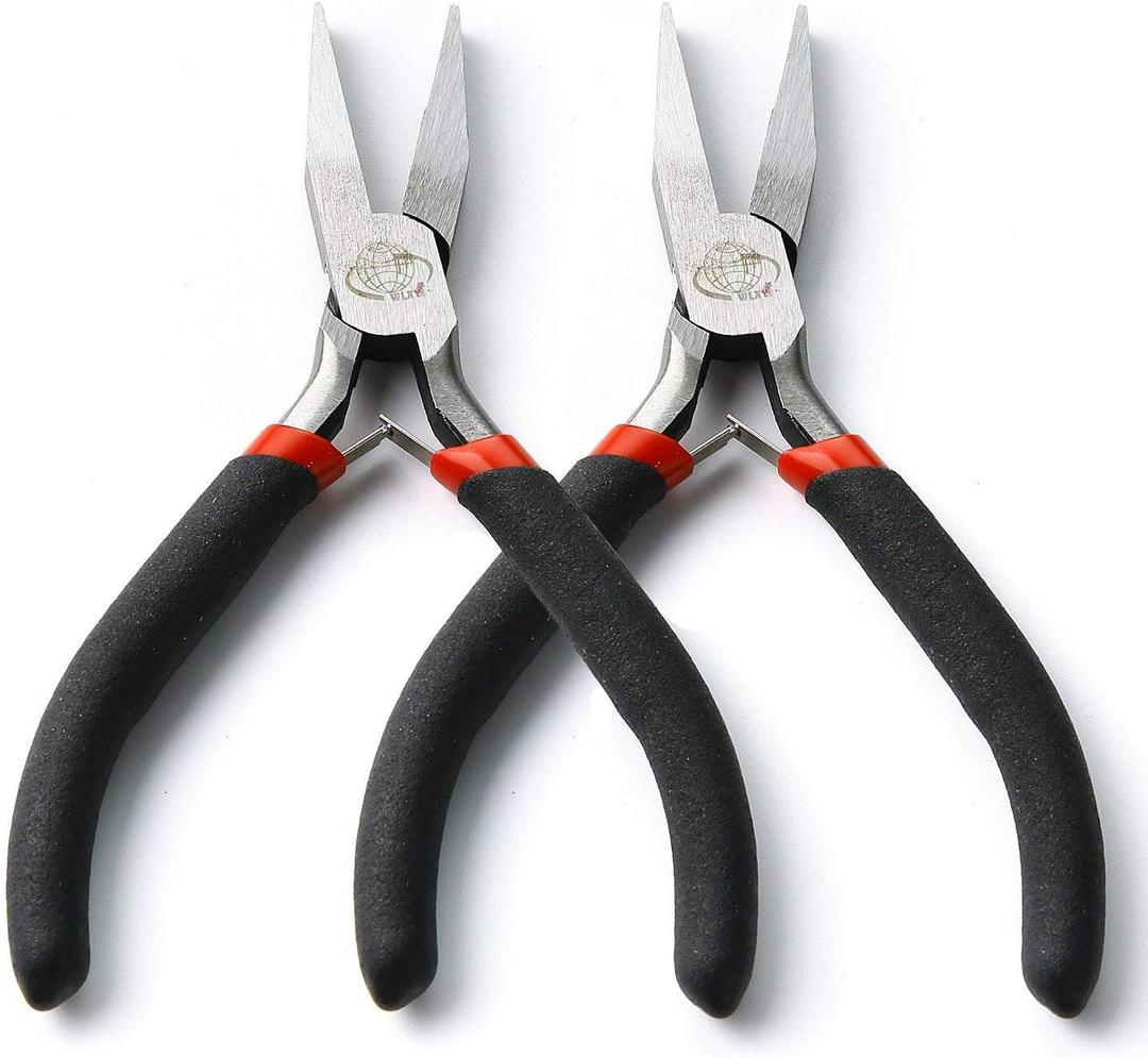 2Pcs Flat Nose Pliers Jewellery Making Craft Plier Repair Tool (4.5 inches)