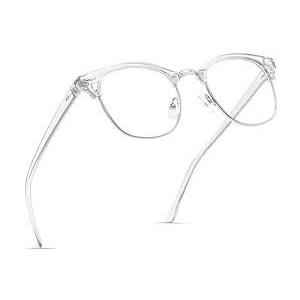 AOMASTE Blue Light Blocking Glasses Vintage Half Frame UV Clear Lens Anti Eyestrain Computer Gaming Glasses for Women Men