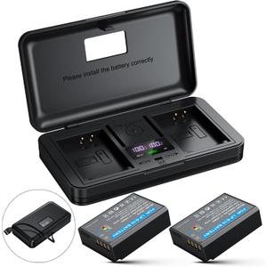 LP-E10 Battery 2-Pack 1600mAh and Digital Display Dual USB Charger for Canon LP E10,EOS Rebel T7 T6 T5 T3 T100,Kiss X50 X70 X80 X90,EOS 1100D 1200D 1300D 1500D 2000D 3000D 4000D Digital Cameras