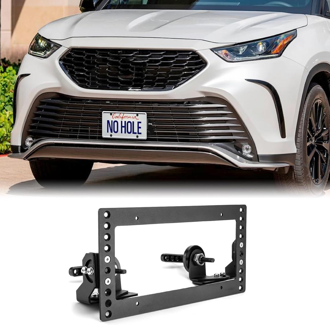 WeiSen Front Grille License Plate Holder Mount Bracket Kit Adjustable Compatible with Toyota Tacoma Camry Highlander Tundra 4Runner, No Drilling