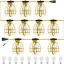 LEDIARY 100FT Construction String Lights, 10 Bulbs 100W 10500LM String Work Lights with 10 Medium Base Sockets, Linkable Jobsite Lights, Weatherproof Temporary Lighting Indoor&Outdoor