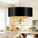 18" 4-Light Black Drum Chandelier for Dining Room