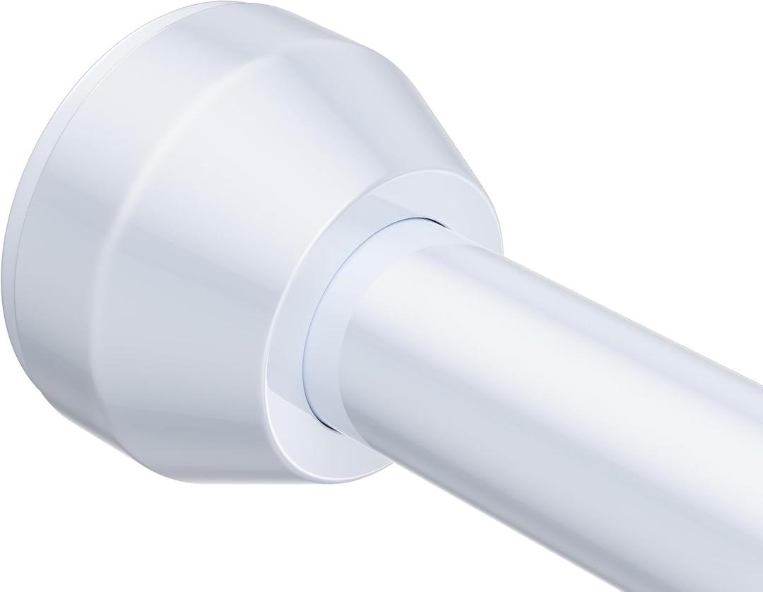 TEECK Shower Curtain Rod, 32-50 inch Adjustable Tension Spring, 1 Inch Shower Curtain Rod Tension, Anti-Slip, Rust-Proof, No Drilling, for Bathroom, White