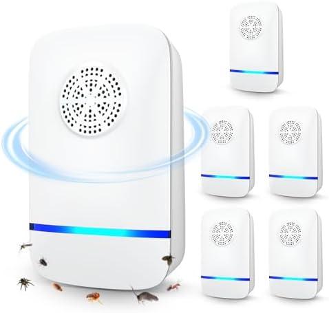 FTOTL Ultrasonic Pest Repeller 6 Pack – 2025 Upgrade with Night Light, Indoor Rodent & Insect Control for Mice, Roaches, Spiders, Safe for Children & Pets