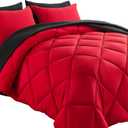Cosybay Bed in a Bag King Reversible Comforter Sets 7pcs All Season Down Alternative Bedding Sets Red and Black with Comforter, Pillow Shams, Flat Sheet, Fitted Sheet and Pillowcase