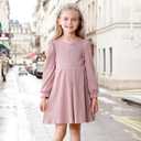 Toddler Girl Long Sleeve Dress Baby Ribbed Knit Sweater Dresses A Line Fall Winter Kids Clothes Casual (White)