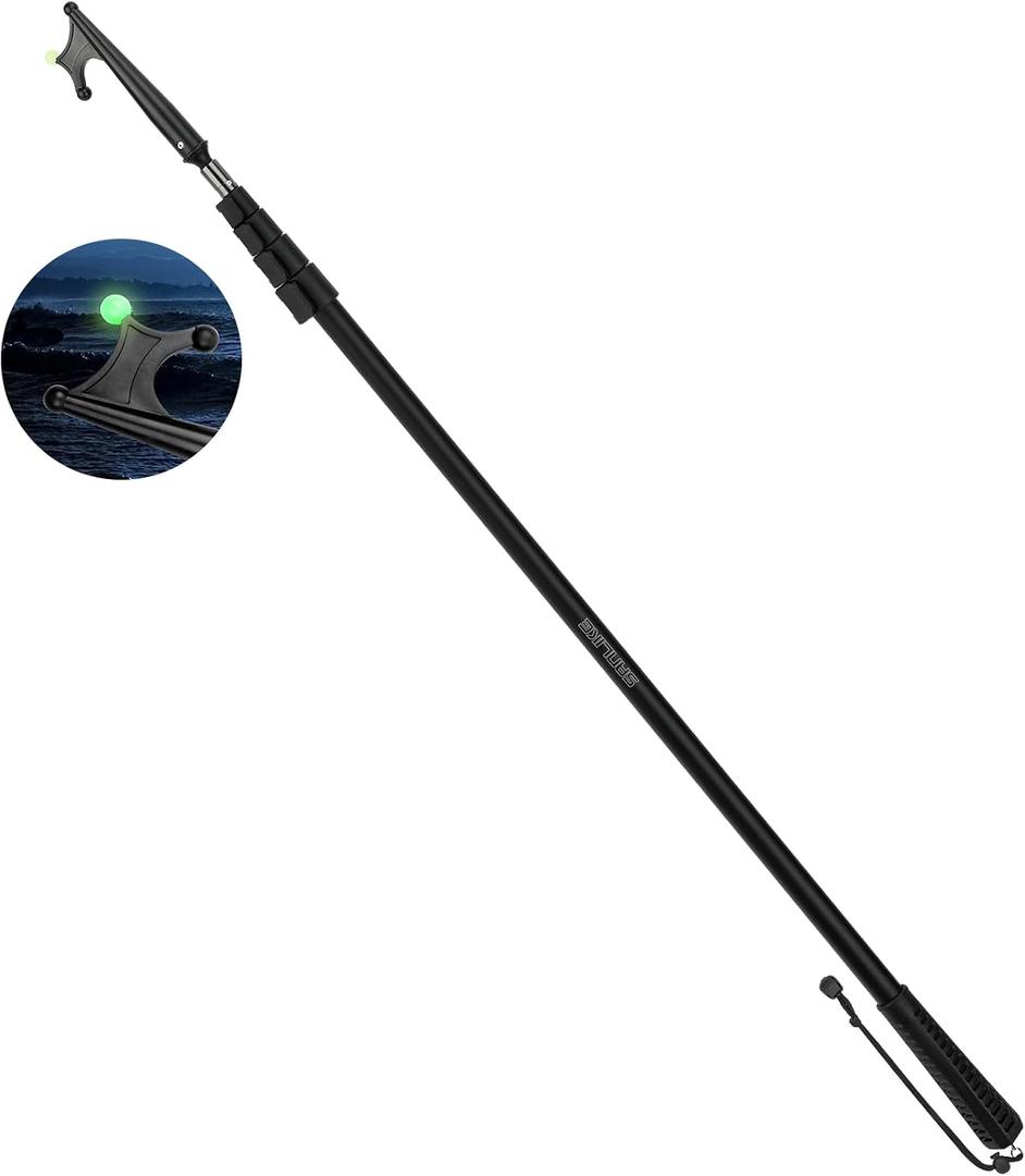 SANLIKE 15.5FT Aluminum Boat Hook, 5 Section Telescopic Dock Pole, Black