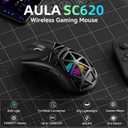 Aula SC620 Wireless Gaming Mouse, Tri-Mode 2.4GHz/USB-C/BT5.3 Computer Mouse with 12000 DPI, Programmable Macro Gamer Mouse with Rapid Fire Key, RGB Light Gaming Mice for PC/Laptop/Mac(Black)