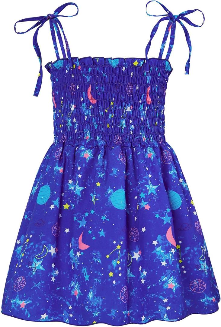 Vieille Toddler Baby Girls Summer Dress Sling Straps Princess Sundress Floral Printed Casual Beach Holiday Dress 1-6 Years (2-3T, Galaxy)