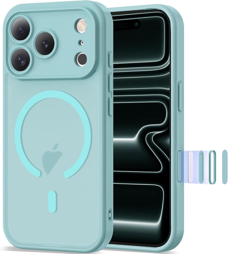 Case for iPhone 17 Pro 6.3'' Compatible with Mag-Safe [Camera Control Button] [Camera Protection] Matte Translucent Military Grade Shockproof Phone Case, Lake Blue
