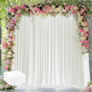 Wokceer Ivory Backdrop Curtain for Wedding Parties 3 Pack 10x10FT Wedding Curtains Photo Backdrop Drapes Polyester for Photoshoot Baby Shower Birthday Party Curtains Background 6 Panels 5x10FT