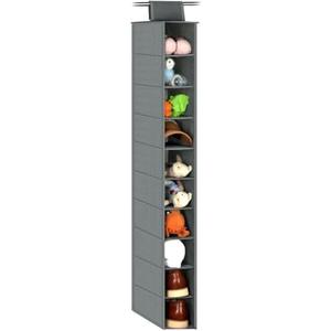 NEATJELAI Hanging Shoe Organizer 10 Tier Hanging Shelves for Closet Organizers and Storage System，Foldable Design, for Wardrobe, Baby Clothes Organization and Storage，Gray