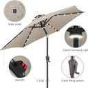 10ft Solar Patio Umbrella - Outdoor Umbrella with Centre Surround Light 24 LED Lights, Market Table Umbrella with Tilt for Pool, Porch, Garden, Deck, Backyard UV Protection (Taupe)