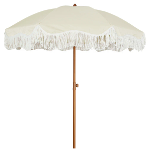 AMMSUN 6.5ft Boho Fringe Umbrella, Light Beige