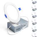 Ensenior 6 Pack 4 Inch LED Recessed Light, Dimmable, 5000K Daylight, 750LM High Brightness, 9W 120V, Damp Rated, Ultra-Thin Canless Wafer Ceiling Light - ETL & FCC & IC