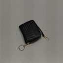 BOSTANTEN Credit Card Holder Wallet RFID Blocking Leather Small Wallet for Women Zipper Keychain Wallet with Wristlet Black