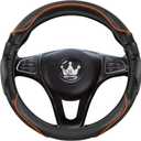 HighnessHwoo 3D Car Steering Wheel Cover Comfort Grip Massage Sporty Anti-Slip Carbon Fiber Faux Leather for Sedan SUV, Universal Fit, Car Handle Covers for All Seasons, 14.75-15.15in, Orange