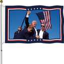Heavy Duty 3 Ply Patriotic Flag 3x5 FT - Double Sided Outdoor Flags, Heavy Duty Warp-Knitted Polyester, Fade & UV Resistant, 4 & 6 Row Stitching, Ultra-Thick Canvas Header, Reinforced Brass Grommets - Wont Fall Off
