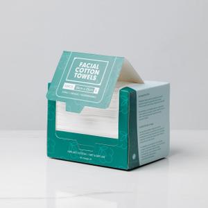 100% Cotton Facial Towels, Oeko-TEX Certified, 50 Pieces, Sterile and Biodegradable, Anti-Acne, Disposable Make-Up Remover Wipes, Ultra Soft, Organic and Bio