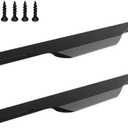 24 Inch Black Finger Edge Pull 2 Pack Cabinet Door Handles Aluminum Alloy Concealed Wardrobe Handle Hidden Invisible Furniture Long Strip Pull for Home Kitchen Bedroom Drawer, Matte 600mm with Screws