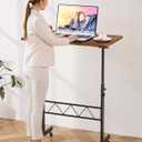 COMHOMA Standing Desk Adjustable Height & Tiltable Tabletop, Portable Stand Up Desk for Laptop, Mobile Folding Desk for Home Office Work and Walking Pad Treadmill, Height 30.7"-46.4", Brown