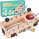 Montessori Screwdriver Board Set with Lock and Key, Montessori Toys for 3 4 5 Year Old, Wooden Screw Driver Activities Tools, Fine Motor Skills Preschool Learning Sensory Toy