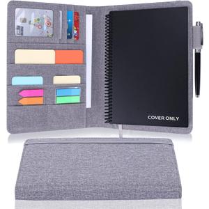 Executive Size Notebook Cover for Rocketbook A5 8.8"x6" Inch, Waterproof Portfolio Organizer with Pen Loop Holder & Card Slots, Protective Case for Journals - Business Travel & Office Use (Gray)