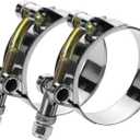 2 Pack 3.5" T-Bolt Hose Clamps, 304 Stainless Steel Turbo Intake Clamp, Working Range 95mm-103mm for 3.5" Hose ID