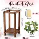 Geelin 12 Set 10.59'' Brown Wooden Lanterns for Wedding Centerpieces Include 12 Wooden Lantern 12 LED Candle 12 Eucalyptus Leaves Wreath for Wedding Baby Shower Farmhouse Rustic Table Decor