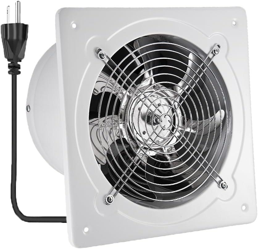 8 inch Exhaust Fan, 735CFM Wall Mounted Vent Fans, Ventilation Fan Bathroom Garage Attic Exhaust Fan Ceiling and Wall Mount Fan for Kitchen/Bathroom, 110V 80W (White-A)