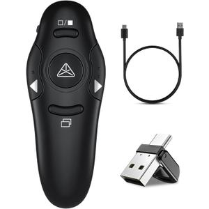 Presentation Clicker, Rechargeable Pointer, 2-in-1 USB Type C Powerpoint Clicker, Clicker for Powerpoint Presentations Slide Advancer, Presentation Clicker Wireless Presenter Remote Clicker