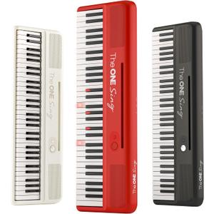 The ONE Keyboard Piano Sing, 61 Keys Piano Keyboard For Singing & Practice with Bluetooth, Sheet Music Stand and Huge Library of Songs for Sing-Along, Electric Piano For Music Lover & Beginner (Red)