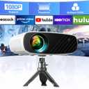 ELEPHAS Mini Projector for iphone, Portable Projector with Tripod, 1080P HD Outdoor Projector, Movie Projector Compatible with Android/iOS/Windows/TV Stick/HDMI/USB