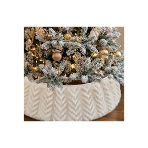 joyhalo Christmas Tree Collar, 29" White Christmas Tree Skirt Base for Artificial Trees Bottom Ring Modern Christmas Decor, White Faux Fur Tree Collar for 69FT Tree