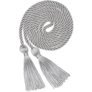 2 x ONUPGO Graduation Honor Cord, 68" Silver Graduation Cords Rayon Braided Tassel Cord, Polyester Yarn Long Robe Honor Rope for Graduation Students, Bachelor Gown