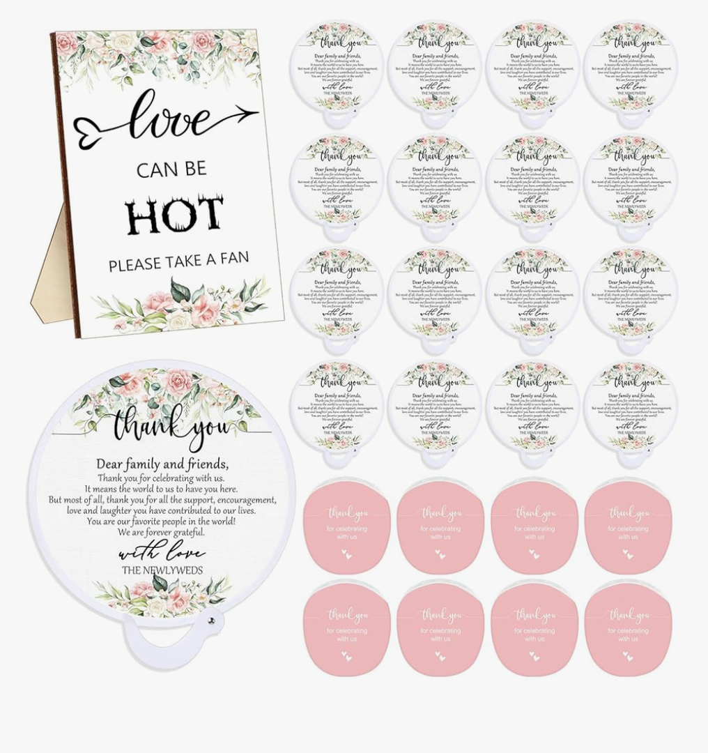 Wenqik 100 Set Wedding Favors for Guests Compact Folding Fans Bulk Thank You Gifts for Wedding Souvenirs