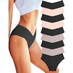 Women’s Seamless Bikini Panties Soft Stretch Invisibles Briefs No Show Hipster Underwear Cheeky 9 Pack M