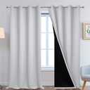 Yakamok 100% Blackout Curtains 108 Inches Long, 2 Thick Layers Thermal Insulated Curtain Panels for Bedroom, Full Light Blocking Drapes with Black Liner (52" Wide Each Panel, Light Grey, 2 Panels)
