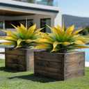Ttranewsoo Artificial Plants Outdoor Faux Plant,Artificial Agave Faux Hostas Outdoor Uv Resistant Artificial Plants Indoor Fake Plant Artificial Agave Plant Indoor(2pcs, 28") Yellow