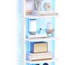 7-Tier Bookshelf, Narrow Bookcase with LED Lights, 47.2 Inch Book Shelf for Small Space, Display Storage Shelf for Living Room, Bedroom, Home Office, Study, White