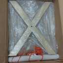 LUE BONA Square Linen Makeup Stool, Metal X Legs, Small Ottoman Stool Chair for Vanity, Modern Padded Seat Foot Rest for Makeup Room, Bathroom