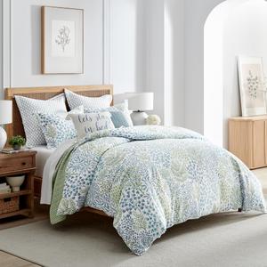 Levtex Home English Forest Green Reversible King/Cal King Comforter Set (106x94in) with 2 Pillowcases (36x20in) - Floral Bedding - Blue, Green - Cotton King Size Comforter Set - Soft, Pre-Washed