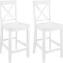 Crosley Furniture X-Back Wood Counter Height Bar Stools Set of 2, White, 24-inch