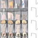 F-color 16-Pocket Hanging Organizer - Over the Door Shoe Organizer, Cruise Essentials for Cabin & RV, Breathable Mesh Storage Pockets, Space Saving Hanging Storage Holder with 4 Sturdy Metal Hooks