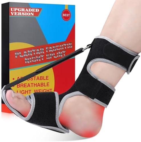 SNUSIM Plantar Fasciitis Night Splint - Upgraded Plantar Fasciitis Relief Braces For Women Men Day Night - Ankle Brace Arch Support Achilles Tendonitis Relief Foot Drop Heel Pain Relief - Breathable
