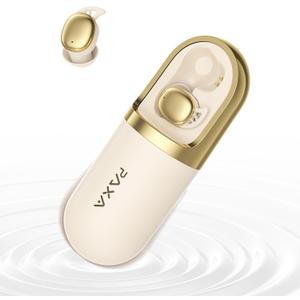 PAXA Sleep Headphones for Side Sleepers, Sleep Invisible Earbuds with Vibration Charging Case Wireless Bluetooth 6.0, Soft Silicone Mini Earbuds for Sleeping, Snoring Noise Isolation, S13 Beige