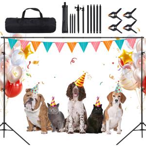 Backdrop Stand 6.6x10ft(2x3m) Adjustable Backdrop Stand Support System Kit Background Stand with 4 Backdrop Clamps and Carrying Bag for Parties Wedding Photography Decoration