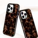 Jusy Compatible with MagSafe Brown Tortoise Shell Print Phone Case for iPhone 16 Pro Max, Amber Trendy Luxury Magnetic Soft TPU and Hard PC Protective Phone Cover for Women Girls - Brown