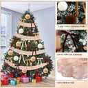 Syhood 15 Pcs 3.15" Christmas Velvet Balls Ornaments with 30 Flocked Bows 1 Vintage Ribbon Velvet Neutral Christmas Tree Decoration for Xmas Holiday Decor(Coffee/Khaki/White)