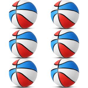 Vinsot 6 Pack Mini Rubber Basketballs 7 Inch Red, White and Blue Basketball Bulk Small Basket Balls for Indoor, Outdoor, Pool Parties, Game Party Favors